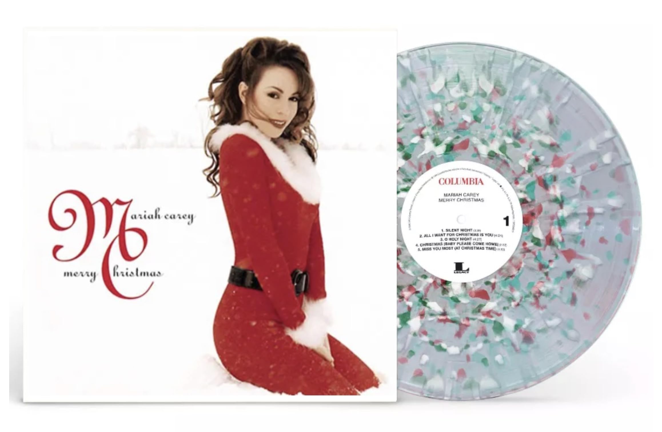 Image 0 of Mariah Carey Merry Christmas Clear w/ White, Red And Green Splatter
