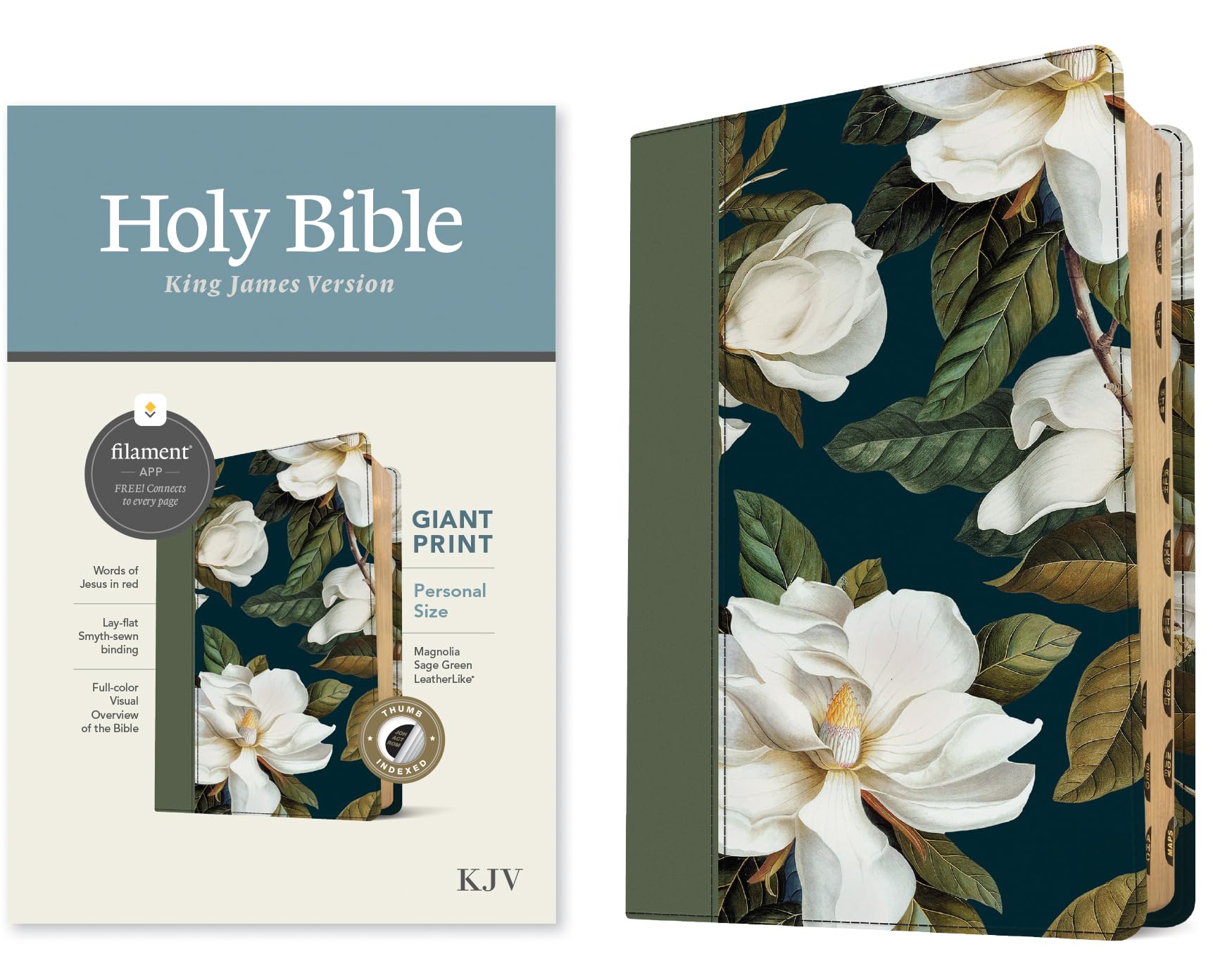 Image 0 of KJV Personal Size Giant Print Bible, Filament Enabled (LeatherLike, Magnolia Sag