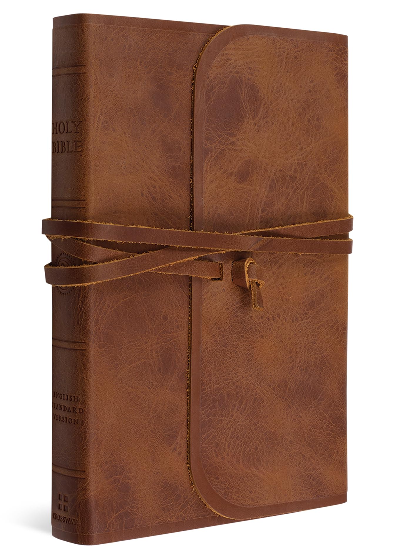 Image 0 of ESV Thinline Bible, Red Letter (Natural Leather, Brown, Flap with Strap): Holy B