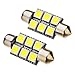 Image 0 of 2 Pcs festoon 1W 36mm 6x5050SMD 70-90LM 6000K Cool White Light LED Bulb (12V) #0