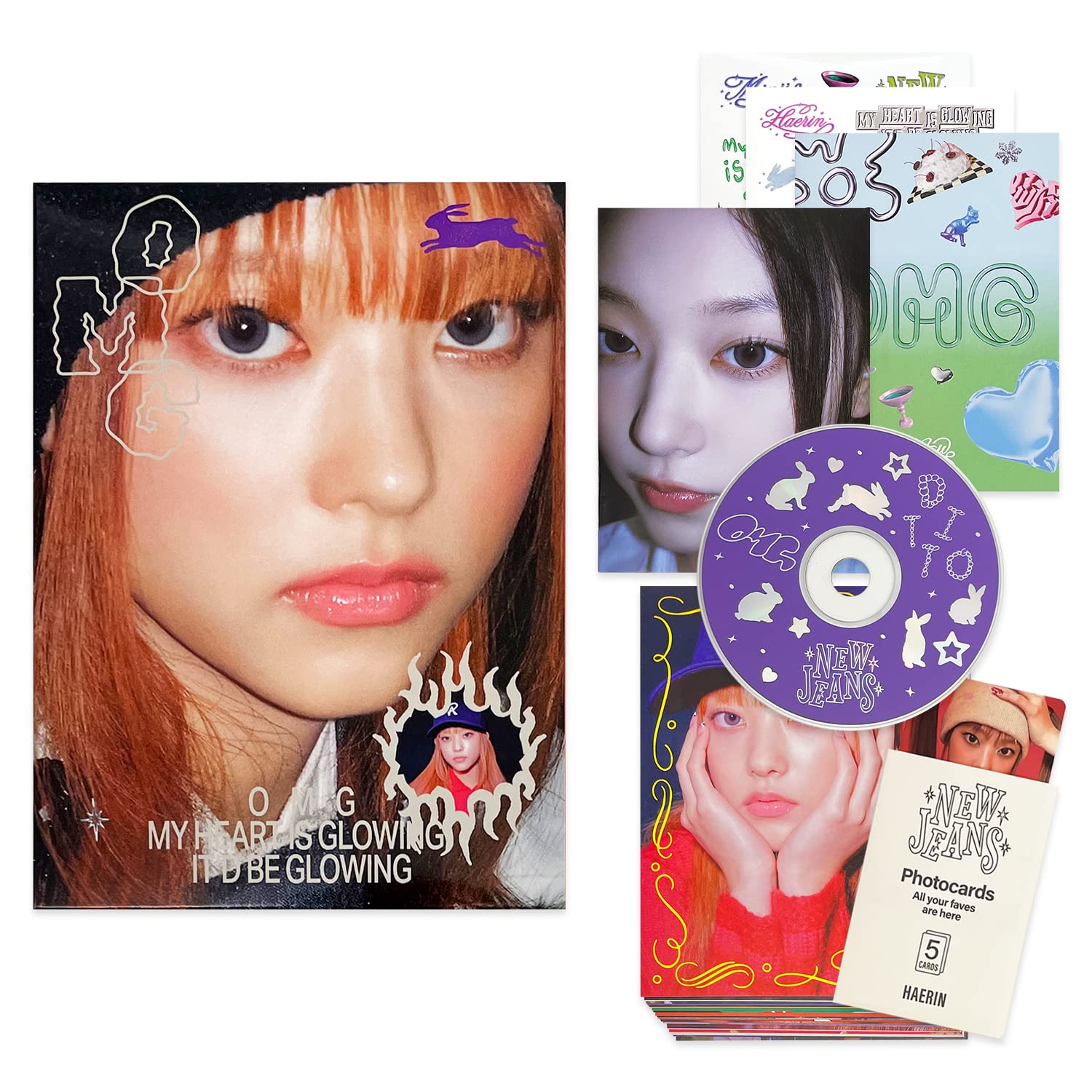 Image 0 of NewJeans - 1st Single [OMG] (Message Card Ver - HAERIN Ver) Out Box + Message Ca